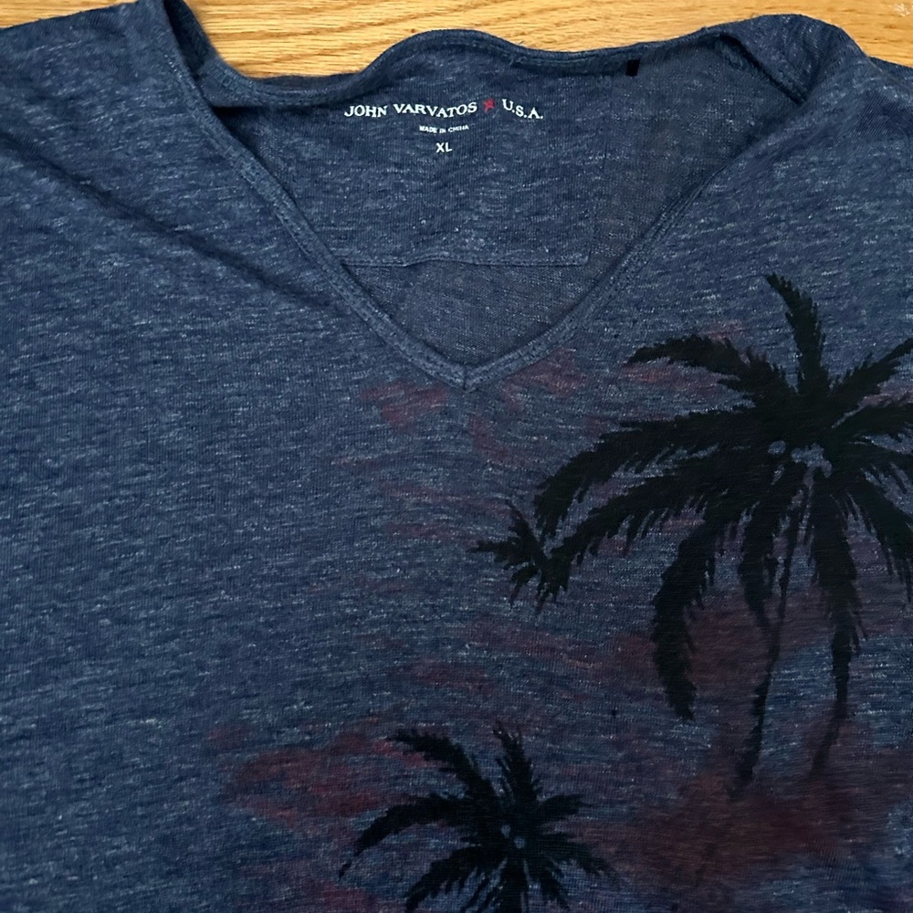 John Varvatos Navy Palm Graphic Tee